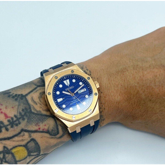 Custom Seiko Mod • Rose Gold AP Blue Wave Padi • 41mm